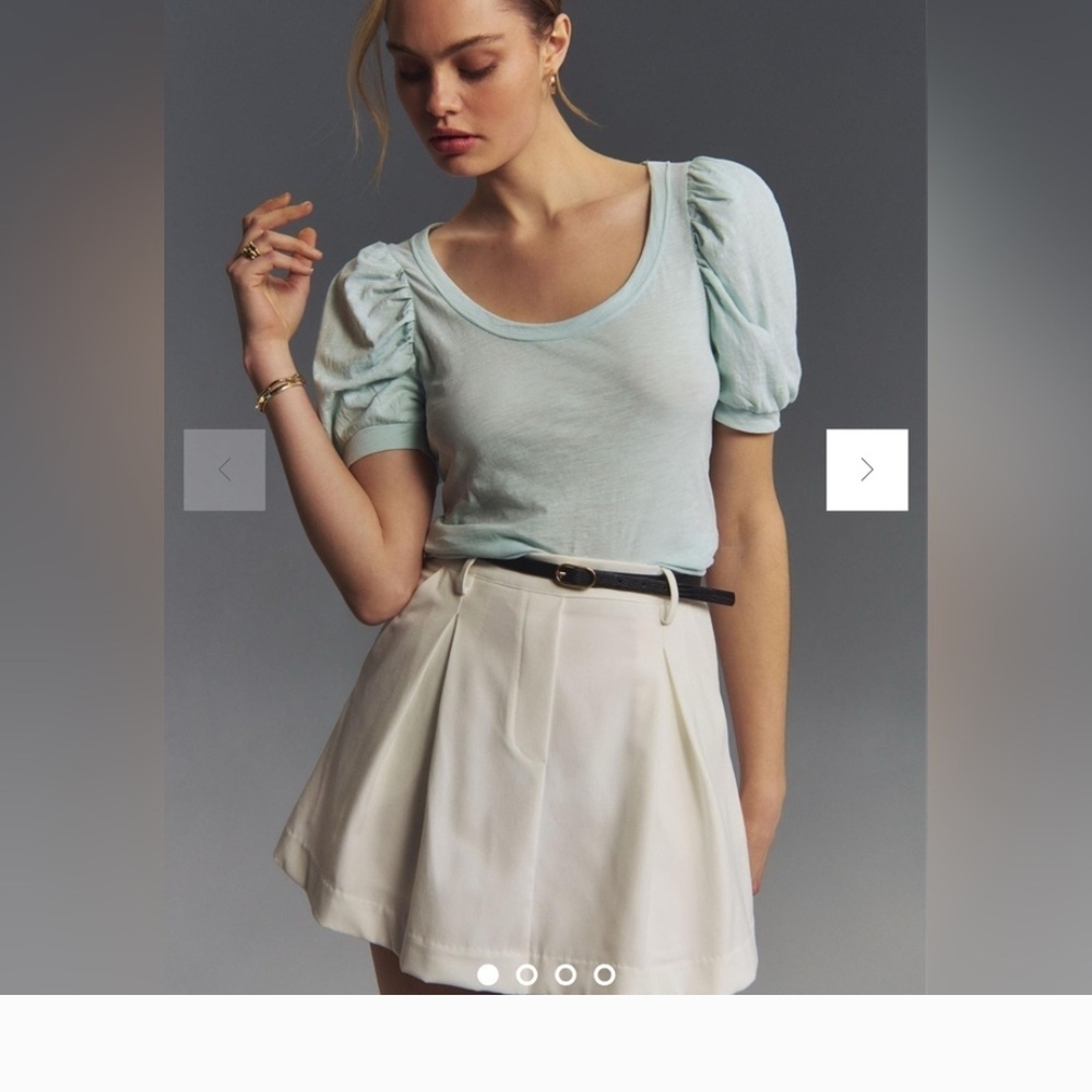 Anthropologie Puff Sleeve Scoop Neck Shirt